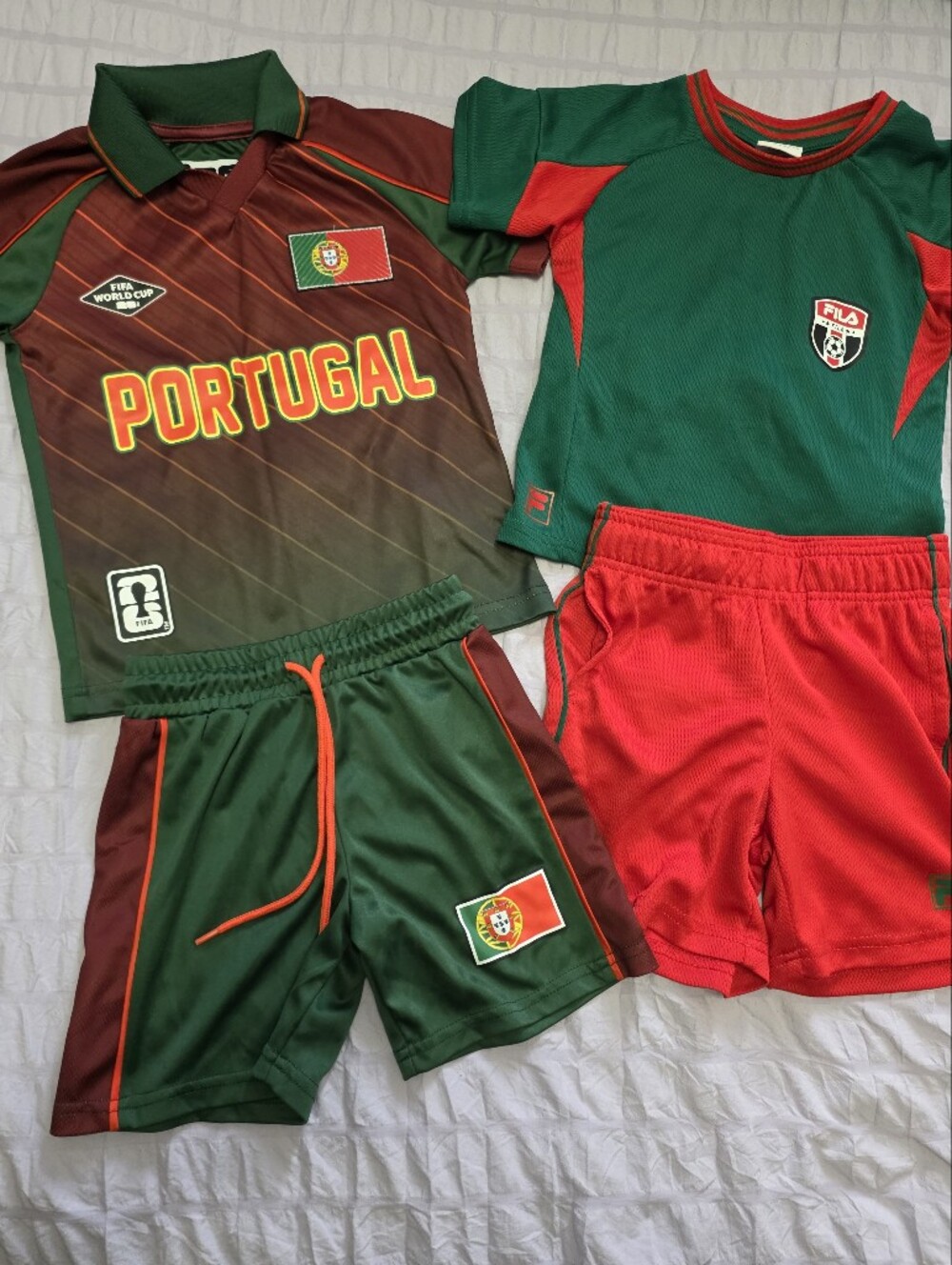 Portugal FIFA and FILA Kids Soccer Jersey/Short Sets